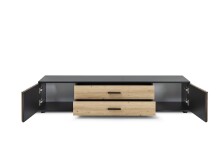 Lowboard >Filipo< in Artisan Eiche Dekor,schwarz - 160x32x31cm (BxHxT)