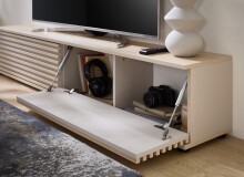Lowboard >Lumero< in Artisan Eiche Dekor, schwarz - 180x32x31cm (BxHxT)