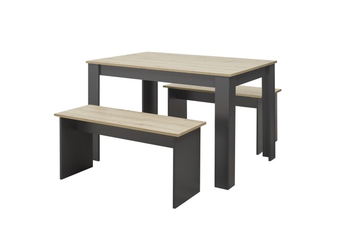 Essgruppe >Maria< (3-tlg.) in Artisan Eiche Dekor, anthrazit - 120x75x80 (BxHxT)