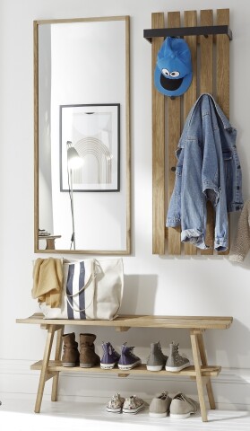 Garderoben-Set >BANTRY< (3-tlg.) in Eiche, Massivholz - 100x170x36cm (BxHxT)