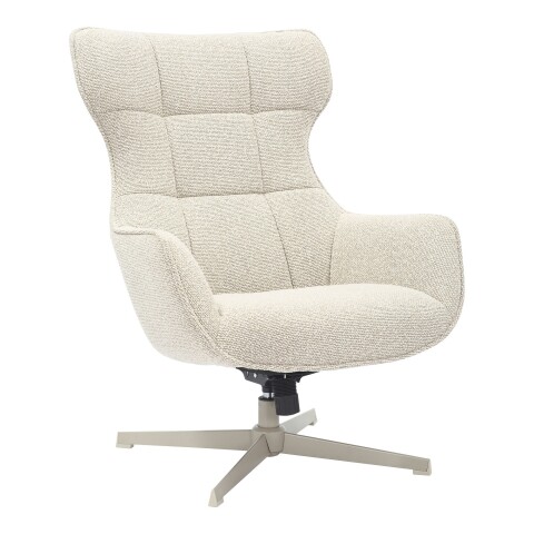 Loungesessel >Turin< in creme, Stahl, Gewebe, Sperrholz - 86x100x76cm (BxHxT)