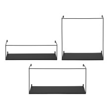Wandregal >Ulmo< (3er-Set) in Schwarz, Stahl - 16x50x5 - 18x40x25 - 20x55x40 (B/H/T)