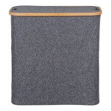 Wäschekorb >Noto< in Dunkelgrau, Bambus, Polyester - 54x54x33cm (BxHxT)