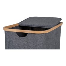 Wäschekorb >Noto< in Dunkelgrau, Bambus, Polyester - 54x54x33cm (BxHxT)