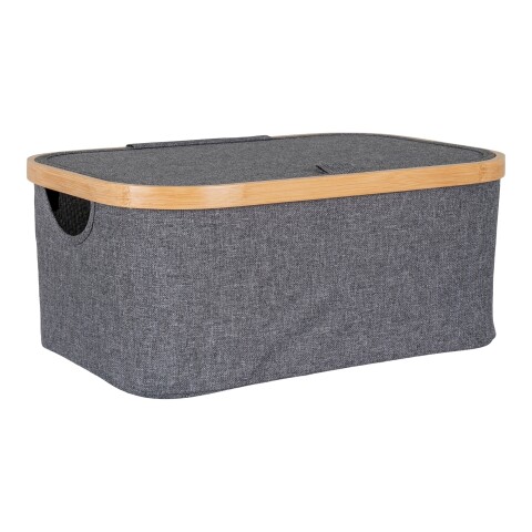 Allzweckkorb >Noto< in Dunkelgrau, Bambus, Polyester - 26x16x38cm (BxHxT)