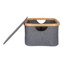 Allzweckkorb >Noto< in Dunkelgrau, Bambus, Polyester - 26x16x38cm (BxHxT)