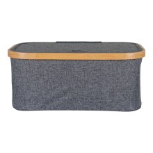 Allzweckkorb >Noto< in Dunkelgrau, Bambus, Polyester - 26x16x38cm (BxHxT)