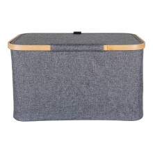 Allzweckkorb >Noto< in Dunkelgrau, Bambus, Polyester - 30x25x45cm (BxHxT)