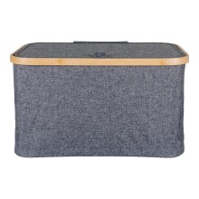 Allzweckkorb >Noto< in Dunkelgrau, Bambus, Polyester - 30x25x45cm (BxHxT)