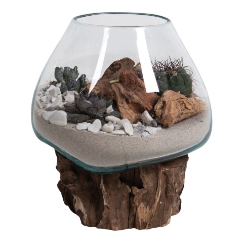 Dekovase >San-Marino< in Natur, Teak - 18x20x20cm (BxHxT)