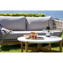 Gartentisch >Terracina< in Akazie, Massivholz, Terrazzo - 84,5x38,5x84,5 (BxHxT)