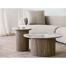 Beistelltisch >Athens< in Weiss / Dunkelbraun, Keramik, MDF, Dekor - 50x45 (HxD)