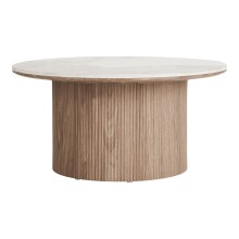 Couchtisch >Athens< in weiss / Dunkelbraun, Keramik, MDF, Dekor - 40x80cm (HxD)