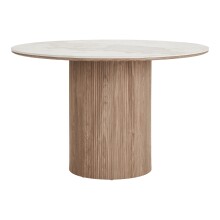Esstisch >Athens< in weiss / Dunkelbraun, Keramik, MDF, Dekor - 76x120cm (HxD)