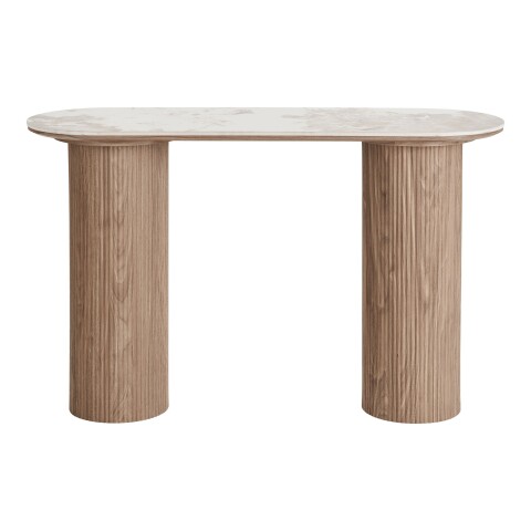 Konsole >Athens< in weiss / Dunkelbraun, Keramik, MDF, Dekor - 120x78x40 (BxHxT)