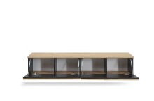 Lowboard >Lorena< stehend / hängend, schwarz, Artisan Eiche Dekor - 160x32x31cm (BxHxT)
