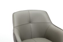 Armlehnstuhl >Emma< (2er-Set) drehbar, grau mit Leder, Gestell schwarz - 59x82x62 (BxHxT)