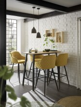Barhocker >Emma< (2er-Set) drehbar, gold, schwarz, Samtbezug - 57x105x53cm (BxHxT)