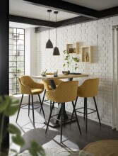 Barhocker >Emma< (2er-Set) drehbar, gold, schwarz, Samtbezug - 57x105x53cm (BxHxT)