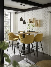 Barhocker >Emma< (2er-Set) drehbar, gold, schwarz, Samtbezug - 57x105x53cm (BxHxT)