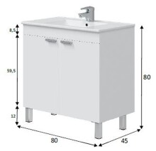 Waschbeckenunterschrank >ECO KIT< in Weiß glänzend - 80x80x45cm (BxHxT)
