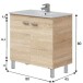 Waschbeckenunterschrank >ECO KIT< in Canadian Eiche Dekor - 80x80x45 (BxHxT)