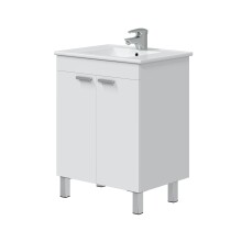 Waschbeckenunterschrank >ECO KIT< in Weiß glänzend - 60x80x45 (BxHxT)