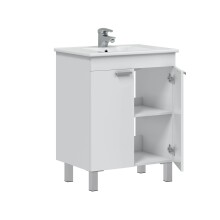 Waschbeckenunterschrank >ECO KIT< in Weiß glänzend - 60x80x45 (BxHxT)