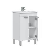 Waschbeckenunterschrank >ECO KIT< in Weiß glänzend - 50x80x39 (BxHxT)