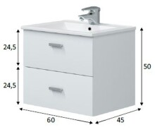 Waschbeckenunterschrank >ECO KIT< (hängend) in Weiß glänzend - 60x50x45 (BxHxT)