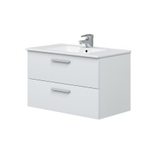 Waschbeckenunterschrank >ECO KIT< (hängend) in Weiß glänzend - 80x50x45 (BxHxT)