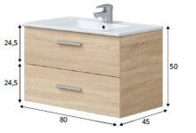 Waschtisch-Set >ECO KIT< in Canadian Eiche - 80x50x45 (BxHxT)