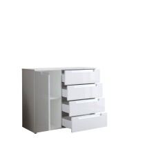 Kommode >Spice< in weiß hochglanz, MDF - 98x81x38cm (BxHxT)