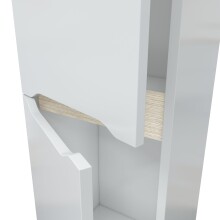Badezimmer-Set >LEA< (3-tlg.) in Weiß glänzend / Eiche Dekor - 80x86x45 (BxHxT)