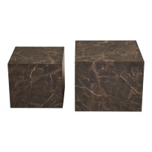 Satztisch >Prague< (2-teilig) in Braun, MDF, Marmoroptik - 50x50x40cm (LxBxH)