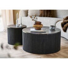 Couchtisch >Rota< in Dunkelbraun / Marmor-Dekor, MDF - 40x80cm (HxD)