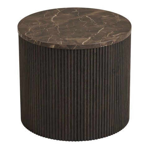 Beistelltisch >Rota< in Dunkelbraun / Marmor-Dekor, MDF, Dekor - 40x45cm (HxD)