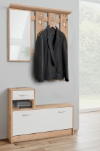 Kompaktgarderobe >Rudolf< in Artisan Eiche Dekor / Weiß - 100x180x25 (BxHxT)