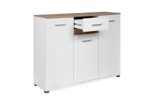 Sideboard >Volos< in weiß / Artisan Eiche Dekor - 118x91x35 (BxHxT)