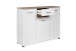 Sideboard >Volos< in weiß / Artisan Eiche Dekor - 118x91x35 (BxHxT)