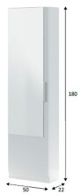 Schuhschrank >KRISTAL< in Artik Weiß - 50x180x22 (BxHxT)