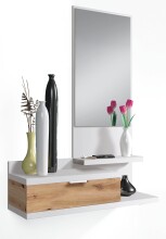 Garderoben-Set >DHALIA< in Artik Weiß / Nodi Eiche Dekor - 81x116x29 (BxHxT)
