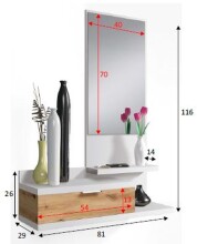 Garderoben-Set >DHALIA< in Artik Weiß / Nodi Eiche Dekor - 81x116x29 (BxHxT)