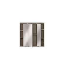 Badezimmerspiegelschrank >ALICE SPRINGS< in Taupe / Spiegel - 74,5x72x23,8cm (BxHxT)
