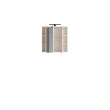 Badezimmerspiegelschrank >VERIS< in Sand / Spiegel - 68,6x68,1x20cm (BxHxT)