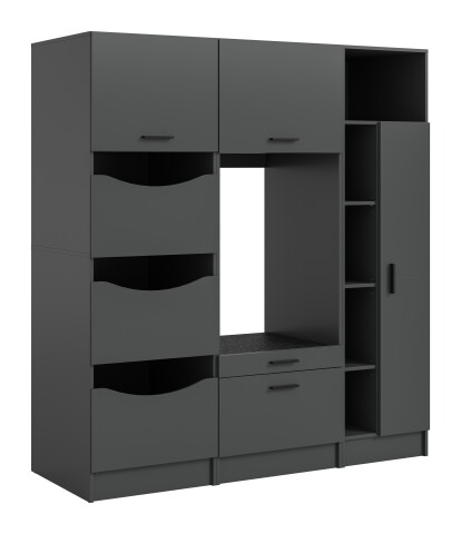 Waschmaschinenumbauschrank >Free< in Anthrazit - 176x195x68cm (BxHxT)