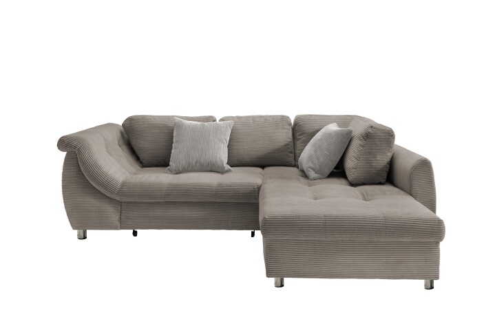 Polsterecke >Allin< in grau-braun / silber, Cord - 250x66x190cm (BxHxT)