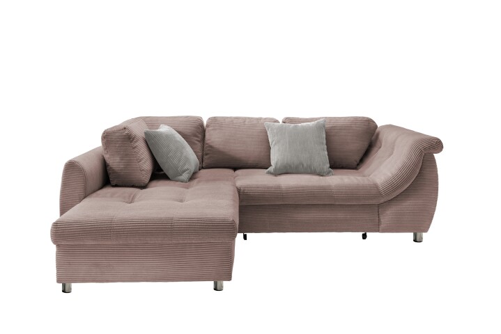 Polsterecke >Allin< in rosa / silber, Cord - 250x66x190cm (BxHxT)