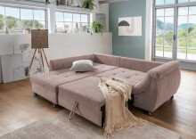Polsterecke >Allin< in rosa / silber, Cord - 250x66x190cm (BxHxT)