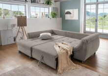 Polsterecke >Allin< in grau-braun / silber, Cord - 250x66x190cm (BxHxT)